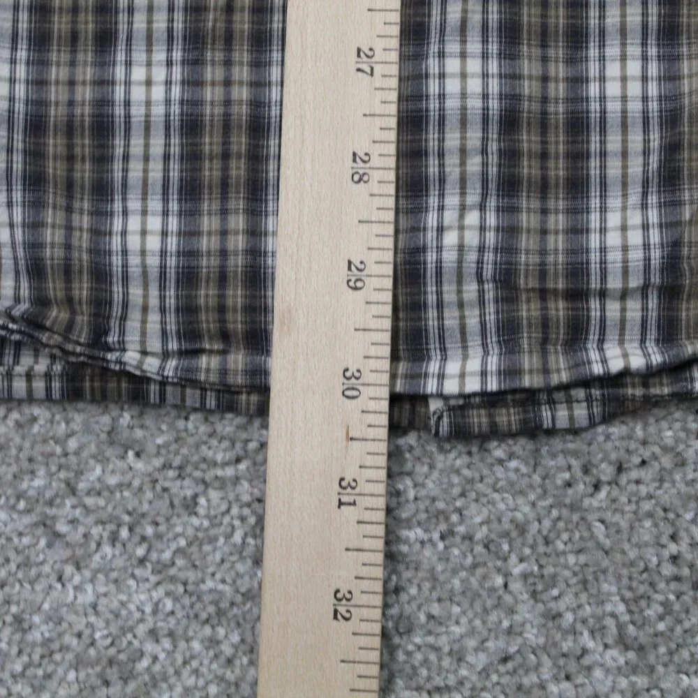 The North Face Shirt Men XL Brown/White Plaid 100% Cotton Short Sleeve Button Up